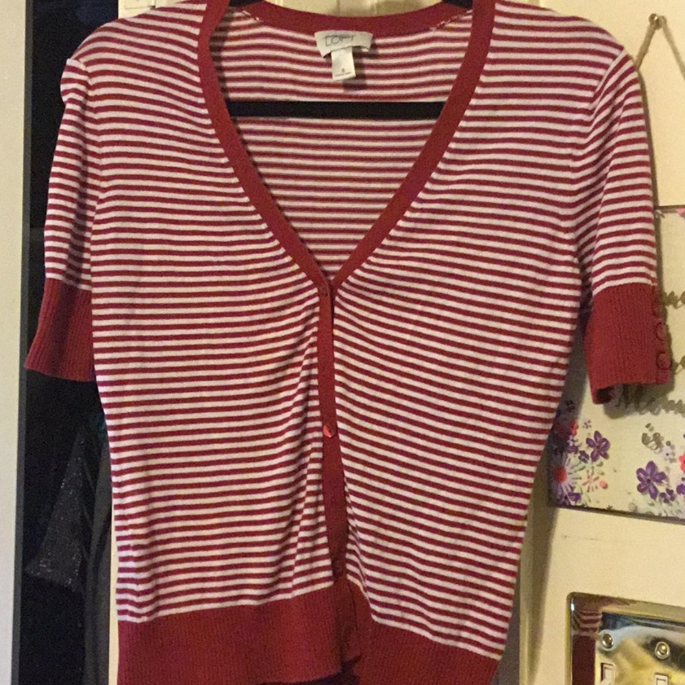 Button Down Striped Cardigan